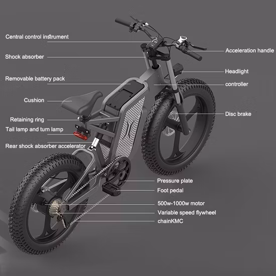 40-120 km Ebike preço de fábrica 1000 W 20 polegadas pneu gordo bateria escondida bicicleta elétrica
